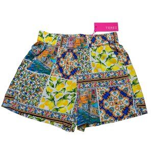 Terez Amalfi Patchwork Shorts High Waisted Size SMALL New NWT